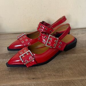 Women Ballet Flats Pointed Toe Buckle Flat Shoes Slingback Strap Low Heel Flats
